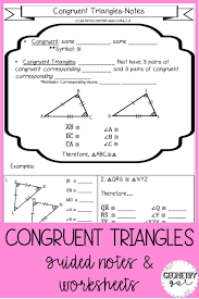 Congruent Triangles Guided Notes And Worksheets No Prep Just Print And Go All Answer Key Triangle Worksheet Congruent Triangles Worksheet Algebra Worksheets