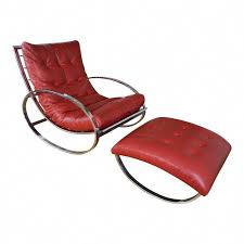 Renato Zevi For Selig Chrome And Leather Ellipse Rocking Chair With Ottoman Leatherchairwithot Leather Bean Bag Chair Leather Chair With Ottoman Rocking Chair