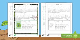 earth day reading comprehension 2nd grade teacher made