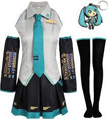 Buy TopTok Hatsune Miku Cosplay Costume Dress School Uniform Outfit Suit  Full Set Halloween Women (XX-Large, Grey-Black) Online at Low Prices in  India - Amazon.in