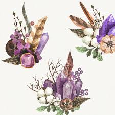 Watercolor Boho Clipart Floral Tribal Clipart Etsy Watercolor Gem Crystal Drawing Crystal Illustration
