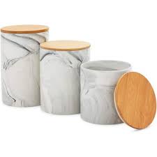 Polish pottery 3 l canister cookie jar! Farmlyn Creek 3 Piece Marble Ceramic Kitchen Canister Sets For Seasoning Snacks With Bamboo Lids White 3 Sizes Target