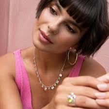 Hammered Disc and Mixed Gemstone Array Necklace In Sterling Silver For Sale  at 1stDibs