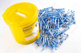 Label template 24 per sheet. Needles Next To A Sharps Bin Stock Photo Picture And Royalty Free Image Image 111871761