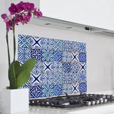 Credence De Cuisine Fond De Hotte Motifs Bleu Azur L 65 X H 47 Cm Credence Plan De Travail Credence Cuisine Decoration Interieur