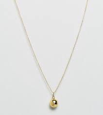 Asos Gold Plated Sterling Silver Ball Pendant Necklace Gold Gold Jewelry Simple Necklace Gold Pendant Jewelry Gold Chain Design