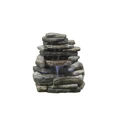 Setup of garden water fountains. Garden Treasures Rock Wall Fountain With 2 Led Lights Lowe S Canada