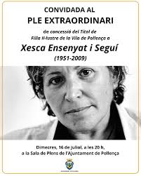 Avui, Xesca Ensenyat serà Filla Il·lustre de Pollença