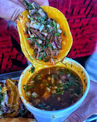 In a spigot stock pot, blend the cold chicken stock with the meat mixture. Birria Is Delicious Tacos