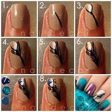 22 Easy Nail Tutorials Nail Art Tutorials Pretty Designs Feather Nails Peacock Nails Simple Nails