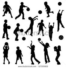 Black And White Kids Playing Basketball Various Silhouettes Children Playing Shooting Basketball Silhuet