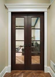 Narrow Mahogany Double Doors With Glass For Entry To Study On First Floor With Classic Handle Double Doors Interior French Doors Interior Custom Interior Doors