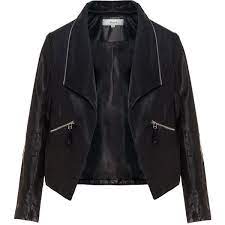 Zizzi Black Plus Size Zip Collar Leather Biker Jacket Plus Size Leather Jacket Motorcycle Jacket Women Black Biker Jacket