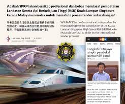 Maybe you would like to learn more about one of these? Lim Guan Eng On Twitter Will Macc Be Professional And Independent By Investigating Into The Cancellation Of The Kuala Lumpur Singapore High Speed Rail Hsr Due To Malaysia S Refusal To Abide By The