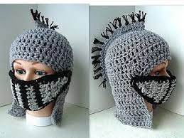 How to crochet knight helmet hat tutorial ❤ crochet items i love on amazon ❤: And Yet Another Visor But With A Sick Looking Mohawk Crochet Crochet Hat Pattern Crochet Costumes