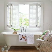 Indulgent White Bathroom Indoor Shutters Bathroom Window Treatments Country House Interior