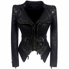 Gothic Black Casual Pu Leather Jacket Leather Jackets Women Leather Jacket Motorcycle Jacket Women