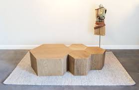 Hexagon Wood Modern Geometric Table Oak Geometric Table Modular Coffee Table Unique Furniture Design