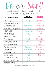 Write out a list of about 10 to 15 questions… Printable Old Wives Tales Quiz To Predict Baby S Gender Postpartum Party