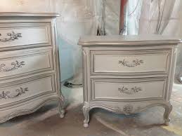 For the bedroom of your dreams. French Dresser And Nightstand Grayish Silver Accents On This Duo Sold French Dresser French Bedroom Vintage Furniture