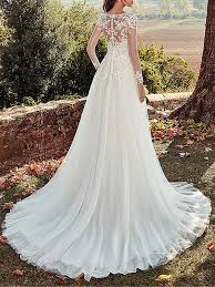 Sammlung von noni • zuletzt aktualisiert: Brautkleid Schlicht A Linie Langarm Spitze Mit Schleppe Strandhochzeit Standesamtkleid Milanoo Com