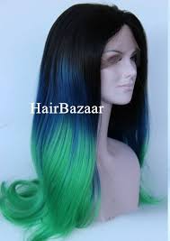 Black And Blue Lace Front Wig Black Blue Green Turquoise Ombre Straight Synthetic Lace Front Wig Hairbazaar Fullwig Synthetic Lace Front Wigs Wigs Hair
