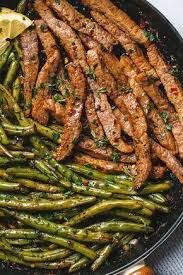 Garlic Butter Steak And Lemon Green Beans Skillet So Addicting The Flavor Combination Of This Quick And Easy One Pan Dinne Healthy Recipes Steak Butter Food