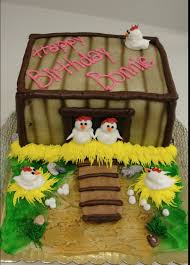 Chicken Coop Birthday Cake In Buttercream Chicken Cake Farm Birthday Cakes Fun Desserts