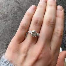 Would You Rock A Champagne Diamond This Classic Three Stone Diamond R Champagne Diamond Ring Engagement Yellow Engagement Rings Round Diamond Engagement Rings