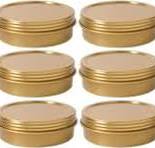 12 pack) 2 oz Gold Metal Tin Flat Container with Tight ...