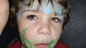 My son's eyes... Excuse the face paint 😂