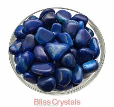 1 Large Fancy Indigo Blue Agate Tumbled Stone Crystal Color Enhanced Natural Agate Healing Crystal And Stone Sp5 By Bli Blue Agate Blue Agate Meaning Crystals