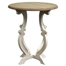 Ethan French Country Brown White Wood Round Side End Table Kathy Kuo Home