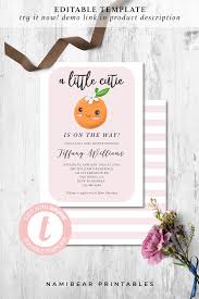Printable Little Cutie Theme Baby Shower Editable Pink Etsy In 2020 Baby Shower Invites For Girl Pink Baby Shower Invitations Baby Shower
