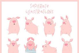 Funny Pig Calendar 2019 Funny Pigs Holiday Greeting Card Design Hand Drawn Lettering