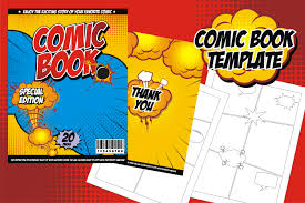 Comicbook011 is a comic book open to the centrefold with pages facing up and the mockup rotated to 30°. Comic Book Template Graphic By Edywiyonopp Creative Fabrica