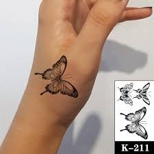 Tatuajes de mariposas en la mano la muñeca y las manos son un buen lugar para realizar tatuaje de mariposas. Tatuaje Temporal A Prueba De Agua Para Hombres Y Mujeres Pegatina De Color Negro Lobo Flecha Mariposa Rosa Flash Tatuajes De Linea De Totem Arte Corporal Tatuajes Falsos A Mano Tattoo