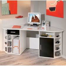 Fabri Wooden Corner Computer Desk In White With Black Door Wood Corner Desk Corner Computer Desk Corner Desk
