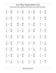 The worksheet can include problems with visual models pie images or not. Are These Fractions Equivalent Multiplier Range 2 To 5 A