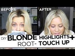 Diy Blonde Highlights And Root Touch Up Tutorial My Updated Hair Routine Diy Highlights Hair Diy Blonde Highlights Blonde Highlights