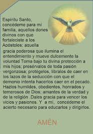 Jesucristo antes de ascender a los cielos prometió que enviaría al espíritu santo para completar su obra y fortalecer con su gracia poderosa a la virgen, a los apóstoles y discípulos. Oracion Esiiritu Santo Por La Familia Oracion Al Espiritu Santo Oraciones Oracion Milagrosa