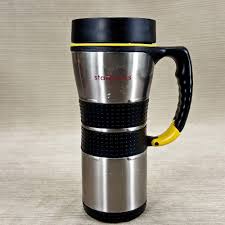 Starbuck Stainless 16oz Insulated Coffee Travel Mug Cup Hinged Handle Flip Lid Mug Cup Mugs Coffee Travel
