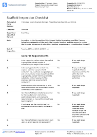Use this loler checklist to indicate if inspection items such as the condition of wheel nuts, fuel cap, and handler arm is good, not good, or not applicable. Scaffold Inspection Checklist Free Template Daily Or Weekly Inspection