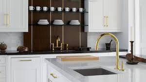 Available standard in an array of finishes including unlacquered brass and gunmetal, users have the freedom to choose pieces that cater to their discerning tastes. One Deck Mounted Bridge Kitchen Faucet Lever Handles P25202 Lv Kitchen Faucets Kallista Kallista