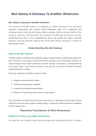 Beri Galaxy A Gateway To Another Dimension