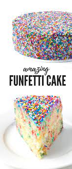 Funfetti Vanilla Layer Cake With Two Layers Of Vanilla Cake Loaded With Sprinkles Frosted With Vanilla Buttercream And Completely Cake Desserts Desserts Cake
