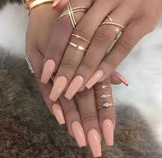 They work especially well with acrylic nails and stylishly complement matte polishes, which make the bold shape more soft. 73 Peach Coral Coffin Almond Stiletto Acrylic Nail Design For Short And Long Nails Awimina Blog Peach Acrylic Nails Pink Nails Peach Nails