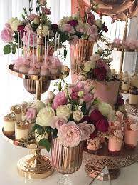 fabulous pink and rose gold dessert table by creme co by touran rose gold cake stands by amalfi decor rose gold cake party cake table gold dessert table