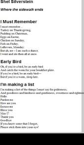 Shel Silverstein Poems Silverstein Poems Shel Silverstein Shel Silverstein Poems