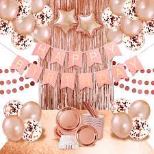 Fast shipping and orders $35+ ship free. Rose Gold Birthday Party Supplies Decorations Pink Gold Party Supplies Shiny Rose Gold Plates And Napkins Cups Straws Balloon Rose Gold Sequin Table Runner Happy Birthday Banner Birthday Decorations Buy Online In